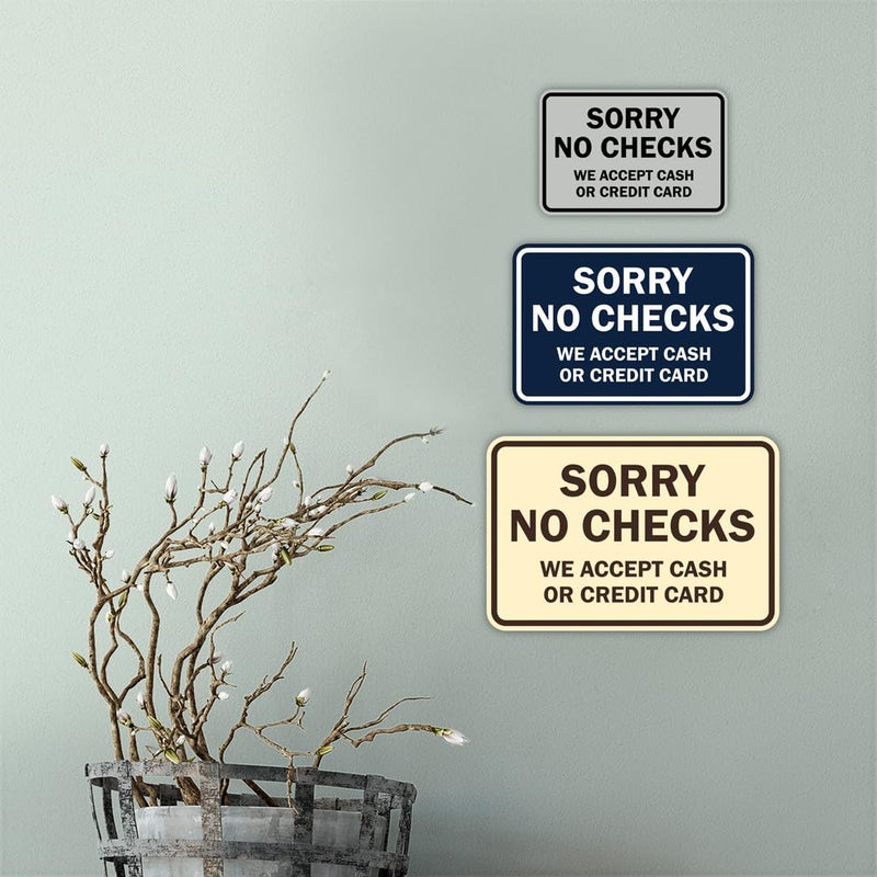 All Quality Classic Framed Sorry No Checks We Accept Cash or Credit Cards Sign - Small (Blue) 1 Pack - Image 4